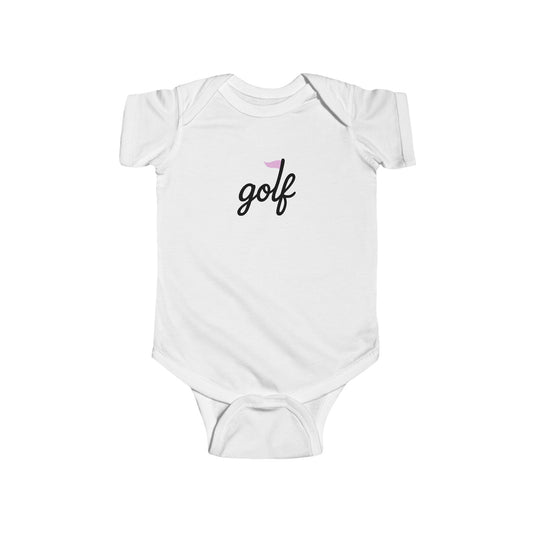 golf logo baby onesie - pink