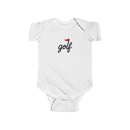 golf logo baby onesie - red